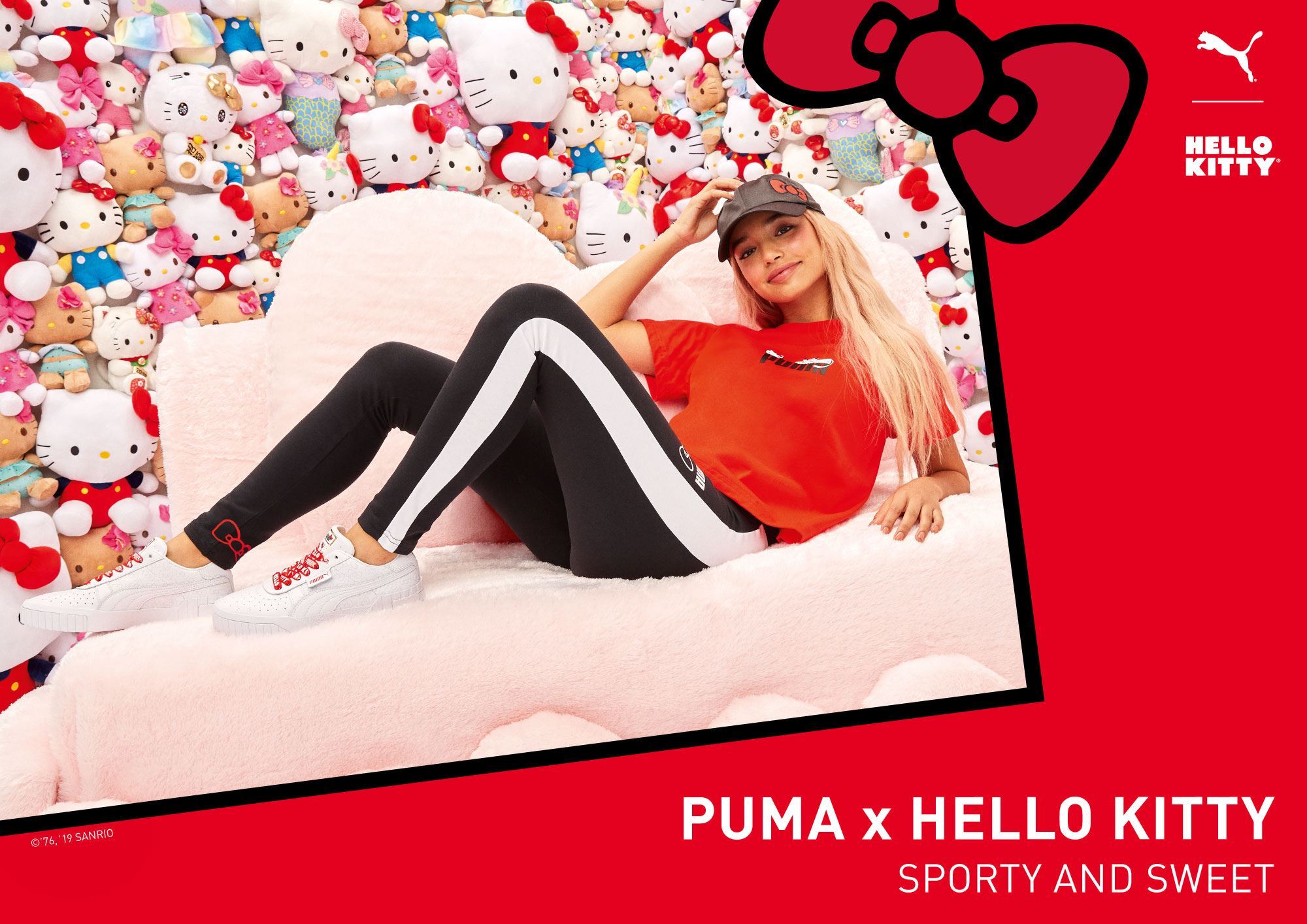 未使用 プーマ ハローキティ スウェットパーカー M 赤 PUMA 上下 セットアップ HELLO KITTY レディース   【230114】